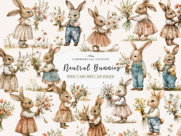 Download Bunny Nursery Print,Neutral Baby Clipart - Bunny nursery Collection