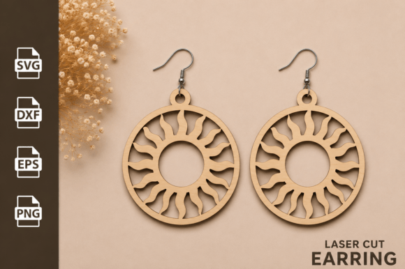 Download Sun Earring Laser Cut Files SVG - Cut files Collection