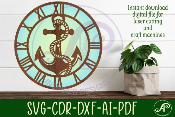 Download Anchor Wall Clock Laser Cut Files, SVG - Cut files Collection