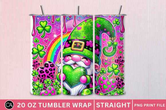 Download St Patricks Gnome PNG 20 OZ Tumbler Wrap - Premium Bundle